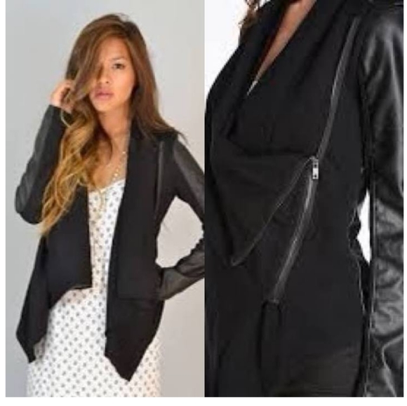 🌹NEW! Faux suede & leather drape front jacket - Picture 4 of 9